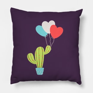 Cactus with heart love balloons Pillow