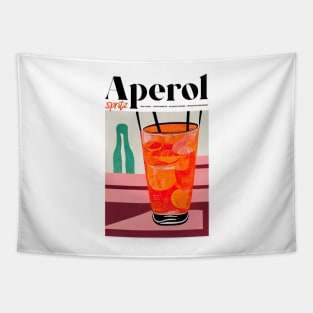 Retro Aperol Spritz Poster Daydrinking Homebar, Kitchen Bar Prints, Vintage Drinks, Recipe, Wall Art Tapestry