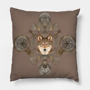 Wolf in Sacred Geometry Ornament Pillow