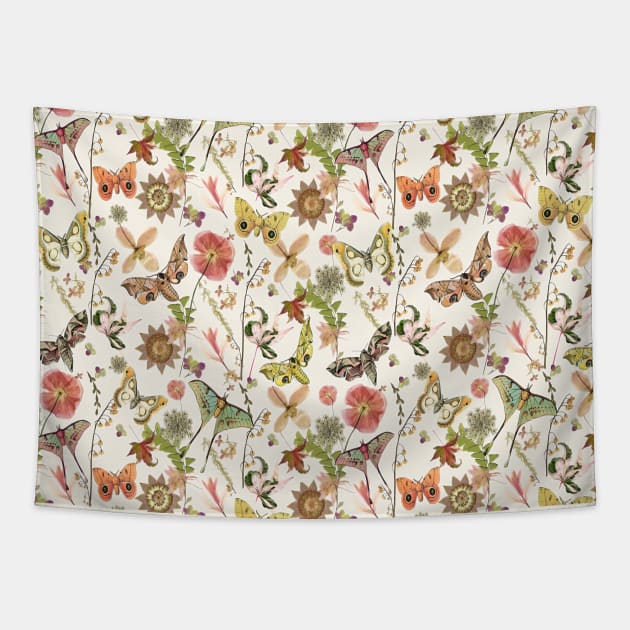 Moths and Flowers Tapestry by My Petal Press