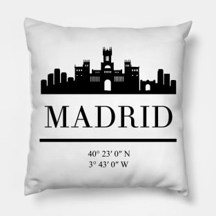 MADRID SPAIN BLACK SILHOUETTE SKYLINE ART Pillow