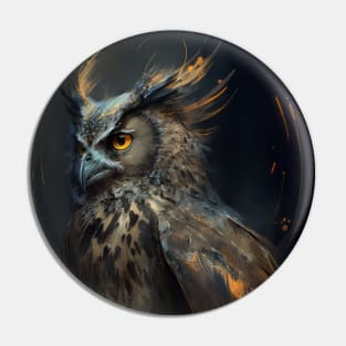 Owl Portrait Animal Nature Wildlife Dark Painting Wild Spirit Bird Pin