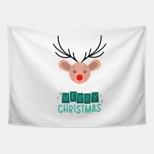 Merry Christmas Deer white Tapestry