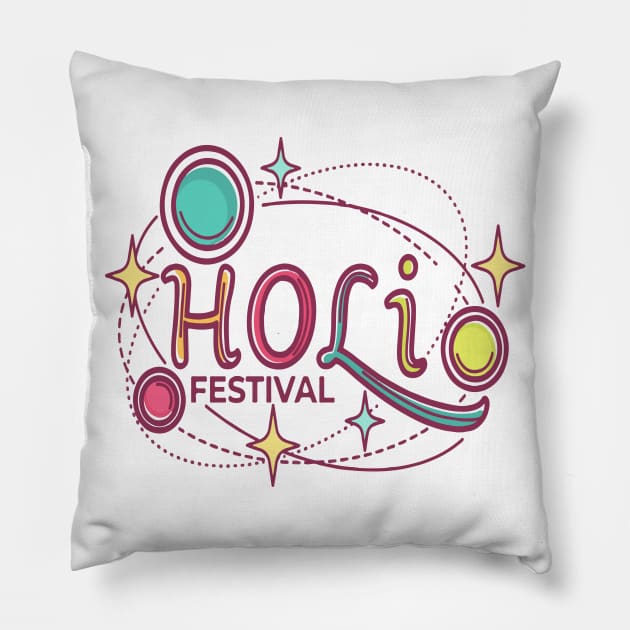 Holi Colored Festival 2021 Pillow by jobieh shop