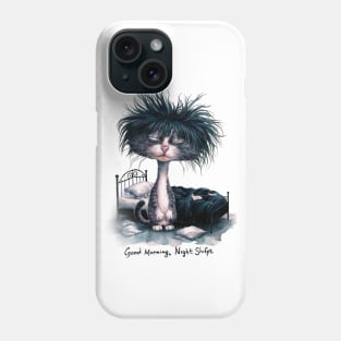 Good Morning, Night Shift - Sleepy Cat Illustration Phone Case