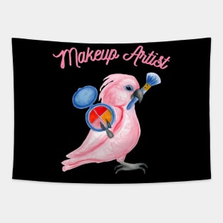 Pink Cockatoo Parrot Makeup Artist Watercolor Tapestry