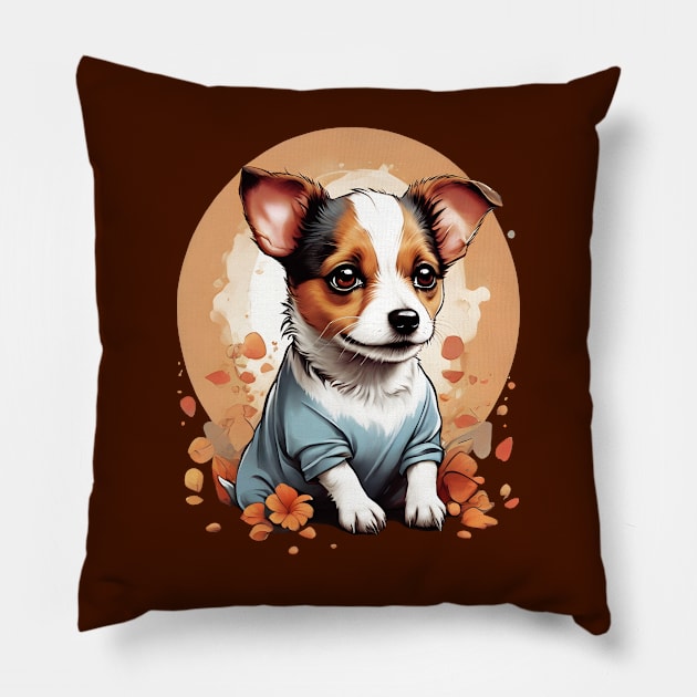 Cute Jack Russell Puppy Pillow by TMBTM