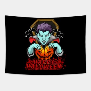 Happy Bloody Halloween Evil Vampire Tapestry