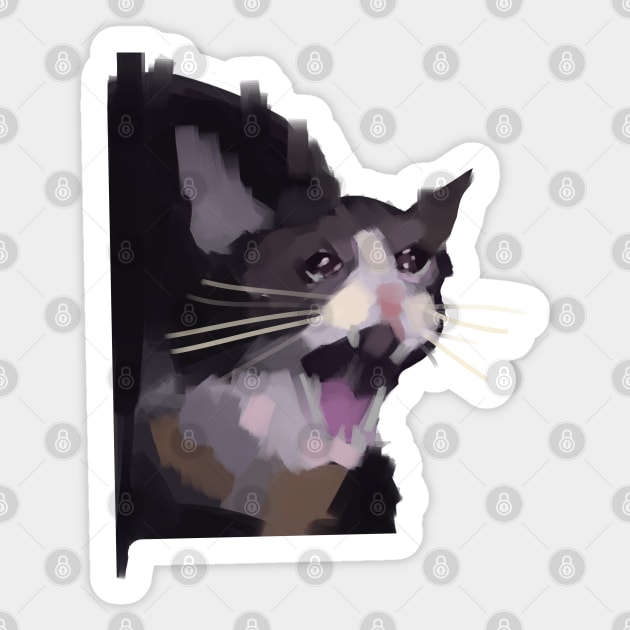 Sticker Crying Cat Meme Funny Face Sticker Decal for Laptop Phone Size 5  inches