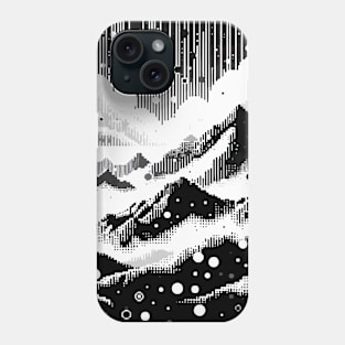 Abstract Art Monochromatic Mountains in Rain Drops Pattern Phone Case