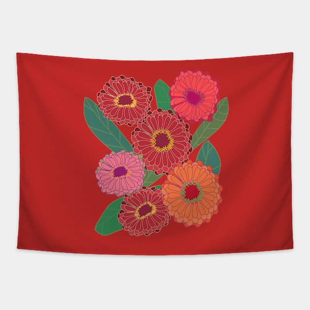 Fantasy Zinnias no. 1 Tapestry by RoxanneG