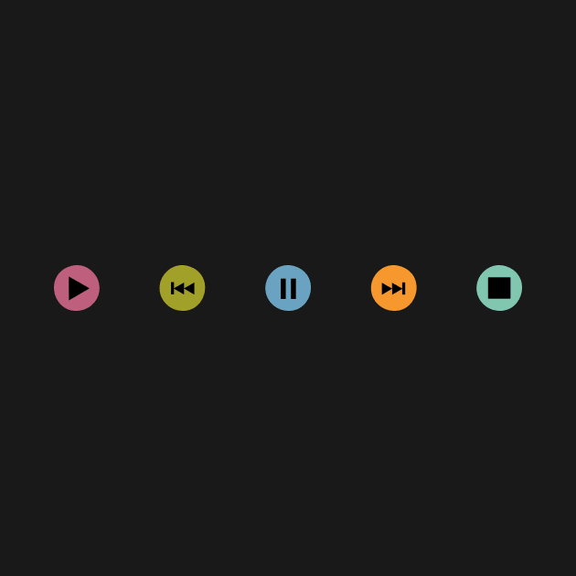 Little Music Player Icons Polka Dots (Multicolor on Black) by XOOXOO