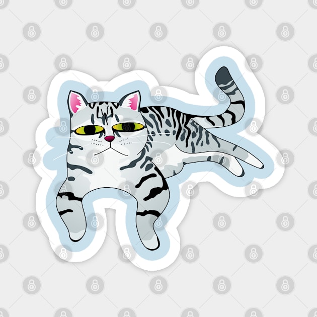 Relaxed Grey Tabby Cat Magnet by ziafrazier