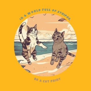In a world full of stripes, be a cat print T-Shirt