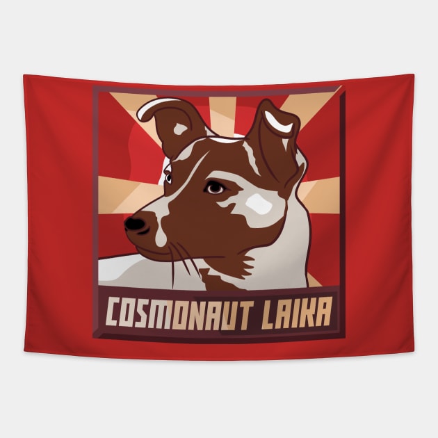 Cosmonaut Laika Tapestry by nickbeta