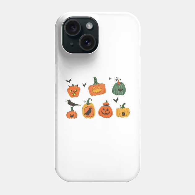 Orange Halloween Pumpkins Phone Case by edwardecho