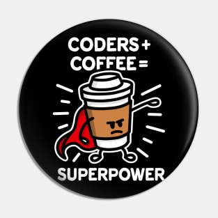 Coders + coffee = superpower (superhero) dark Pin