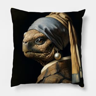 Wildlife Conservation - Pearl Earring Galapagos Tortoise Meme Pillow