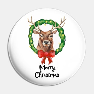 Watercolor - Christmas reindeer Pin