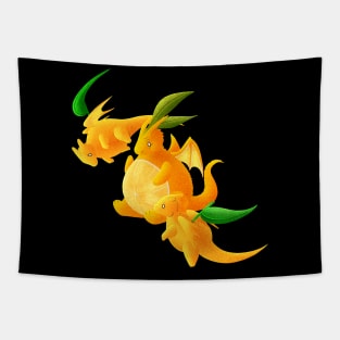 Kawaii Tangerines Dragons - Without Background Tapestry