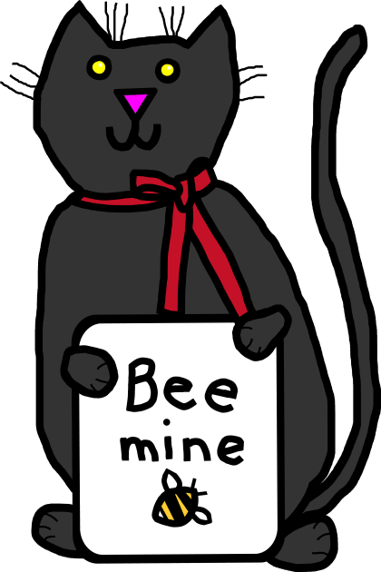 Cute Cat says Bee Mine this Valentines Day Kids T-Shirt by ellenhenryart