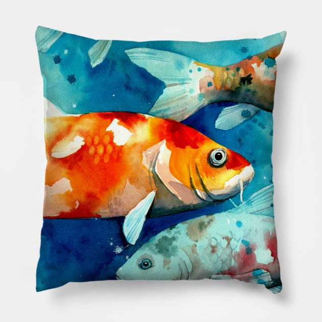Koi In Motion Pillow by JCPhillipps