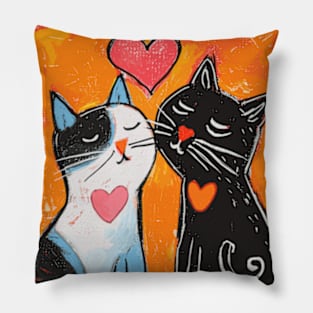 Cat Love 2024 Valentines Day Drawing Pillow