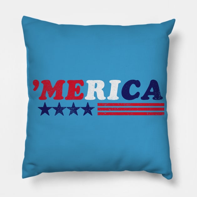Merica. Vintage Distressed 4th of July Shirt Pillow by BlueWaveTshirts