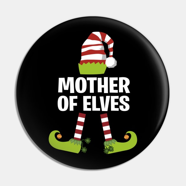 Mother of Elves | Funny Christmas Santa Claus T-Shirt Pin by MerchMadness