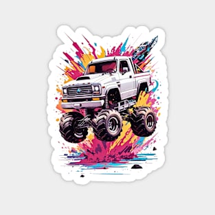 Monster Truck splash art retro vintage 80s design Magnet