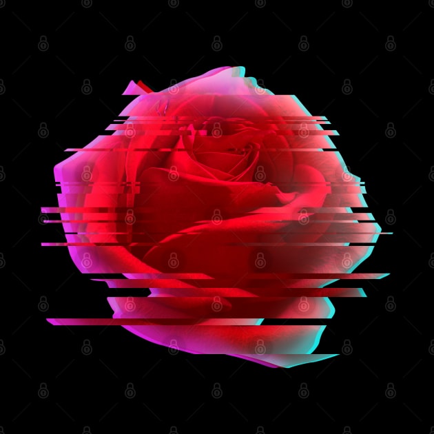 Glitch Rose Vaporwave Aesthetic Trippy Floral Psychedelic by Vaporwave