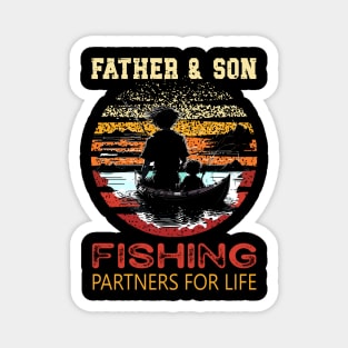 Vintage Father Son Fishing Partners For Life Dad Matching Magnet