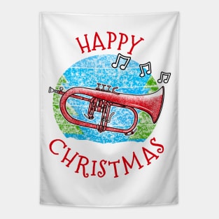 Christmas Flugelhorn Horn Player Brass Musician Xmas 2022 Tapestry