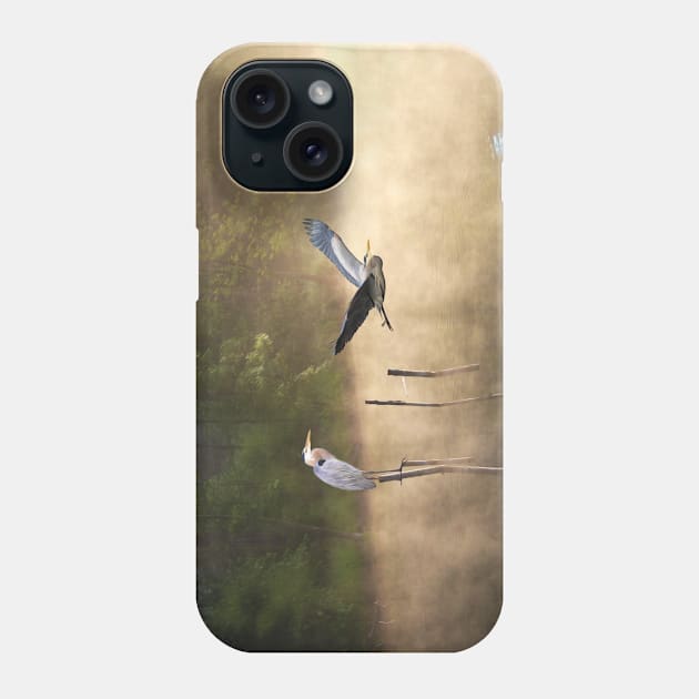 Great Blue Herons at Morning Pond Phone Case by lauradyoung