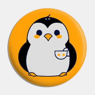 Cute Penguin with a Cup of Coffee Pin