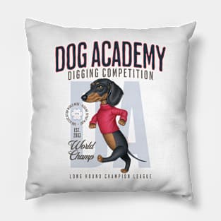 Dog Academy Digging Competition Pillow