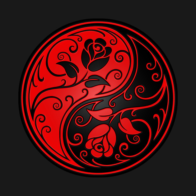 Red and Black Yin Yang Roses - Yin Yang - Hoodie | TeePublic