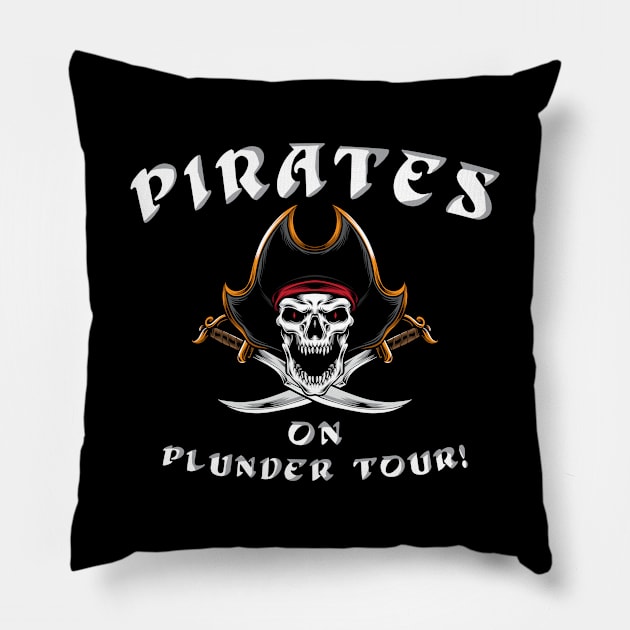 pirates on plunder tour Pillow by Mamon