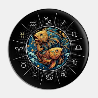 ZODIAC Pisces - Astrological PISCES - PISCES - ZODIAC sign - Van Gogh style - 2 Pin