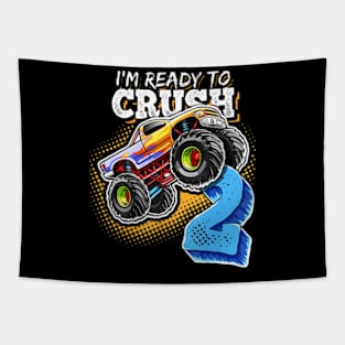 I'M Ready To Crush 2 Monster Truck 2Nd Birthday Gift Boys Tapestry