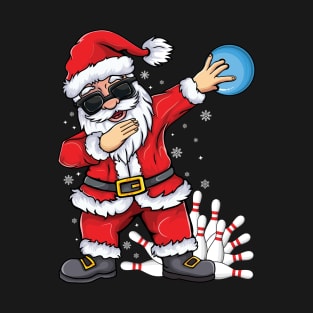 Xmas Dabbing Santa Bowling ball and pins Christmas bowling T-Shirt