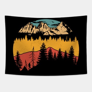 Forest Trees Outdoors Nature Retro for Hiking Camping Tapestry