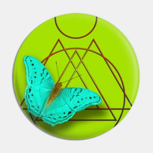 Surreal blue butterfly on vibrant green Pin