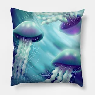 Whimsical Jellies Aqua Pillow