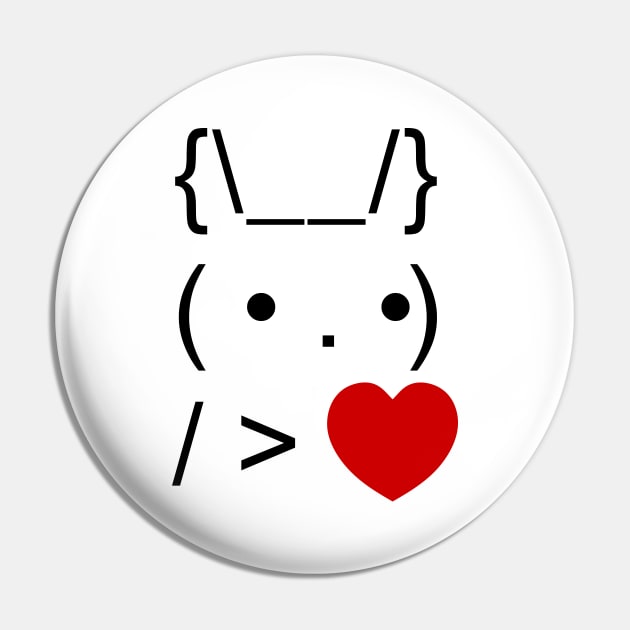 ASCII Text Art Bunny Rabbit Give Heart Pin by tinybiscuits