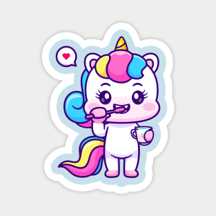 Cute Unicorn Brush Teeth Cartoon Magnet