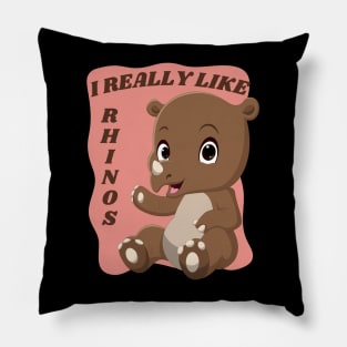 I really Like rhinos Cute animals Sweet little rhino cute baby outfit Cute Little Rhino Pillow