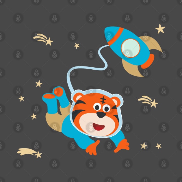 Space tiger or astronaut in a space suit with cartoon style. by KIDS APPAREL