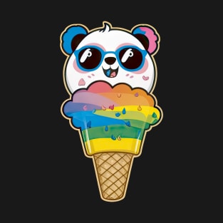 Cute Kawaii Panda Pride with rainbow ice con T-Shirt
