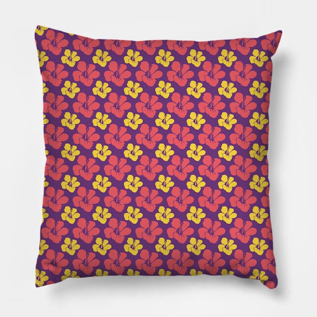 Botanic Floral Pattern Purple Pink Yellow Pastel Pillow by jodotodesign